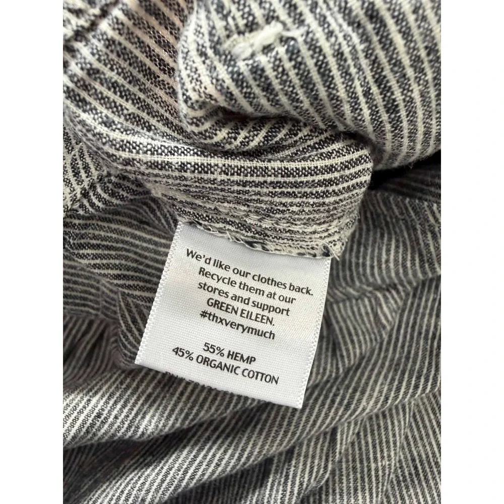 Eileen Fisher Striped Hemp Organic Cotton A-Line Mini Skirt Blue White XL